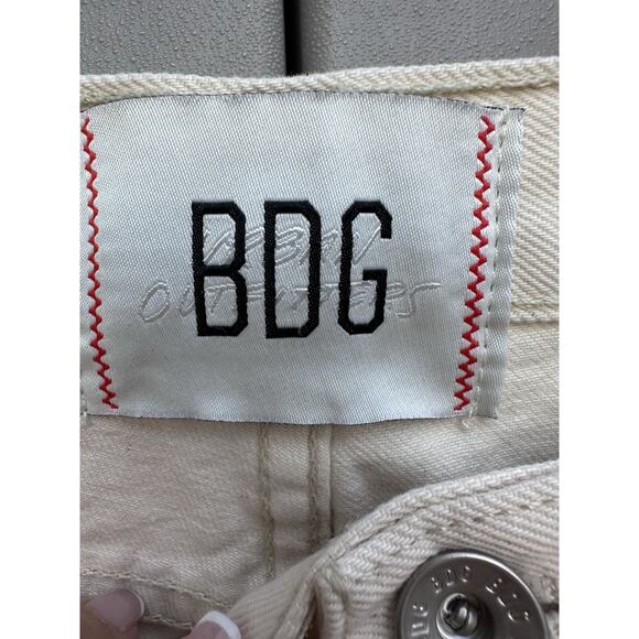 BDG Urban Outfitters Carpenter Jeans Womens 34 Cream Tan Double Knee Workwear - Picture 4 of 10